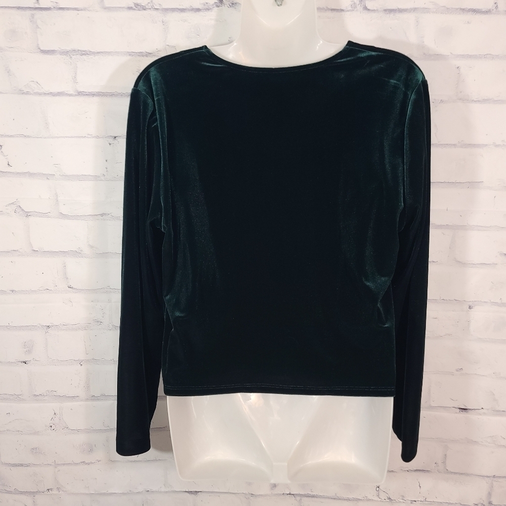 Vintage Green Velvet Beaded Cardigan, Sz 14P - Picture 4 of 7